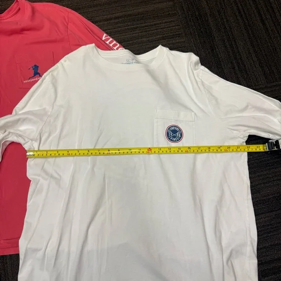 Vineyard Vines Mens Long Sleeve Tees - Coral and White Bundle of 2 Lacrosse - Picture 3 of 7